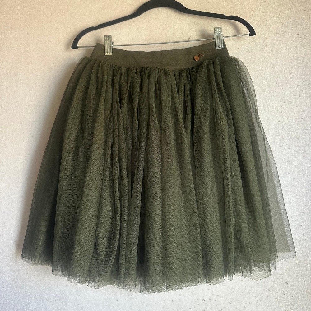 Matilda Jane 435 Girls Olive Green Tulle Mesh Layered Skirt Size 16